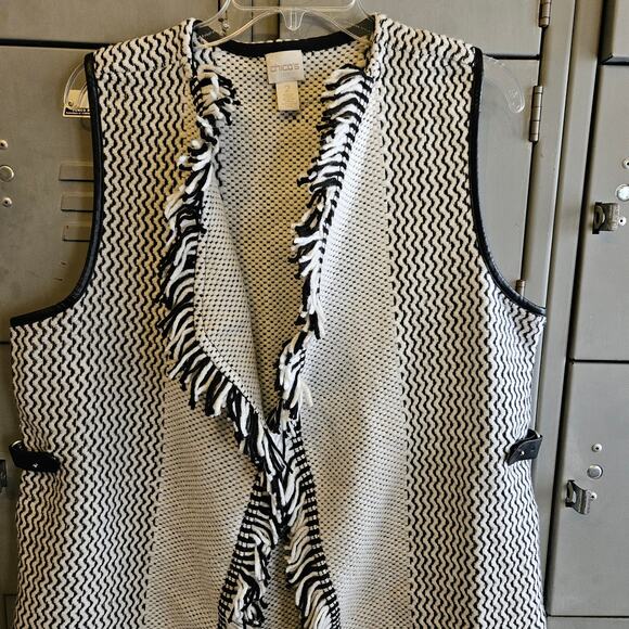 Chico's ladies wool blend long open front vest sweater - Chico's size 2 (large) - Picture 2 of 6